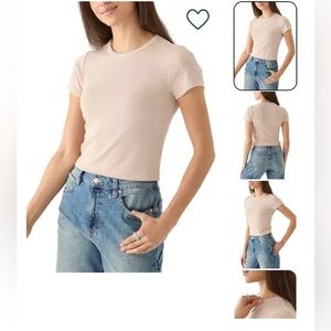NWOT Women's Sand Short Sleeve Crew Rib Top